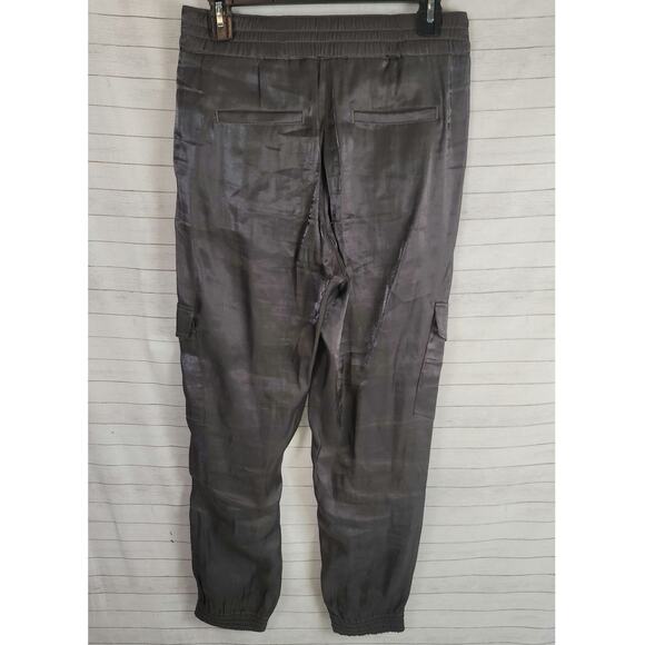 Anthropologie Satin Cargo Joggers in Carbon Gray Shimmer, sz XS - Picture 9 of 16